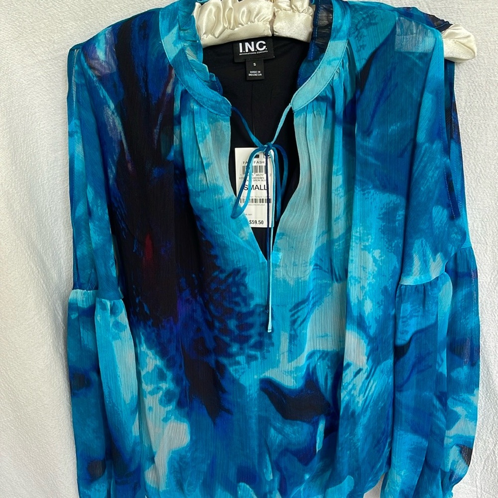 INC International Concepts Blue Blouse